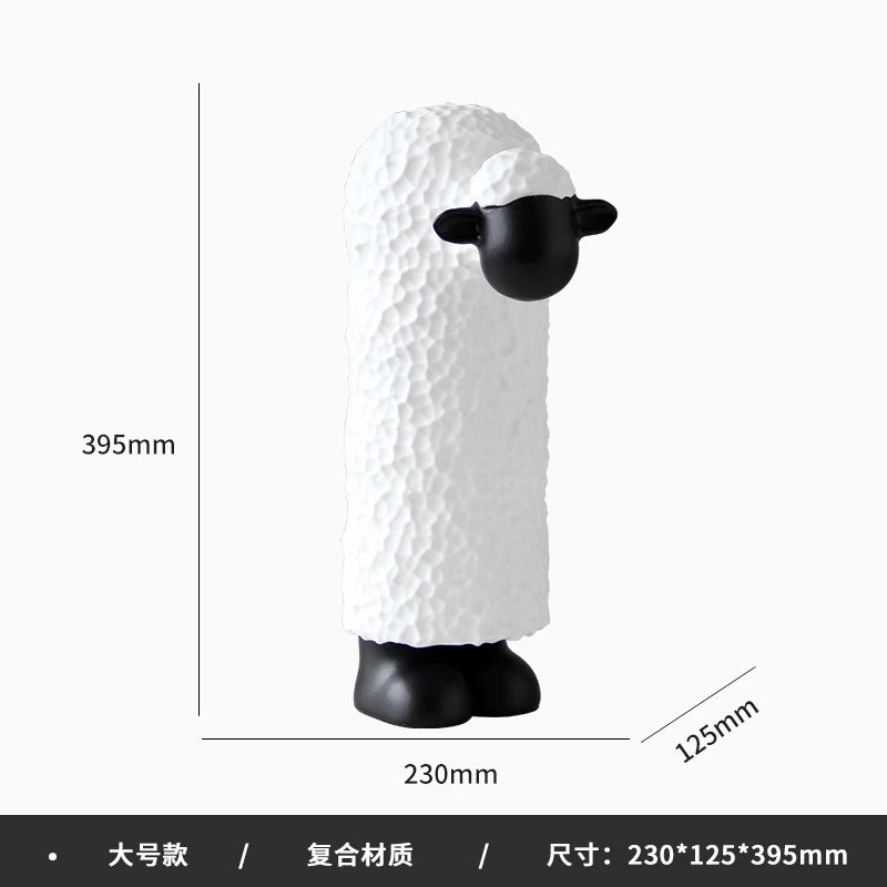 statues moutons blanc noirs texture laine faces lisses moderne accessoires decoration chambre enfants