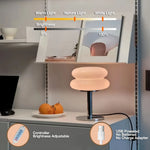 lampe table led deux globes superposés base chromée rétro couleur orange rose jaune