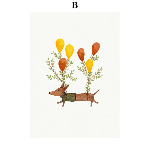 affiche art murale animaux forêt fleurs dessin animé toile cadre bois décoration chambre enfant