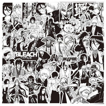 sticker anime bleach personnages textes adhésifs collection noirs blancs bricolage téléphone portable
