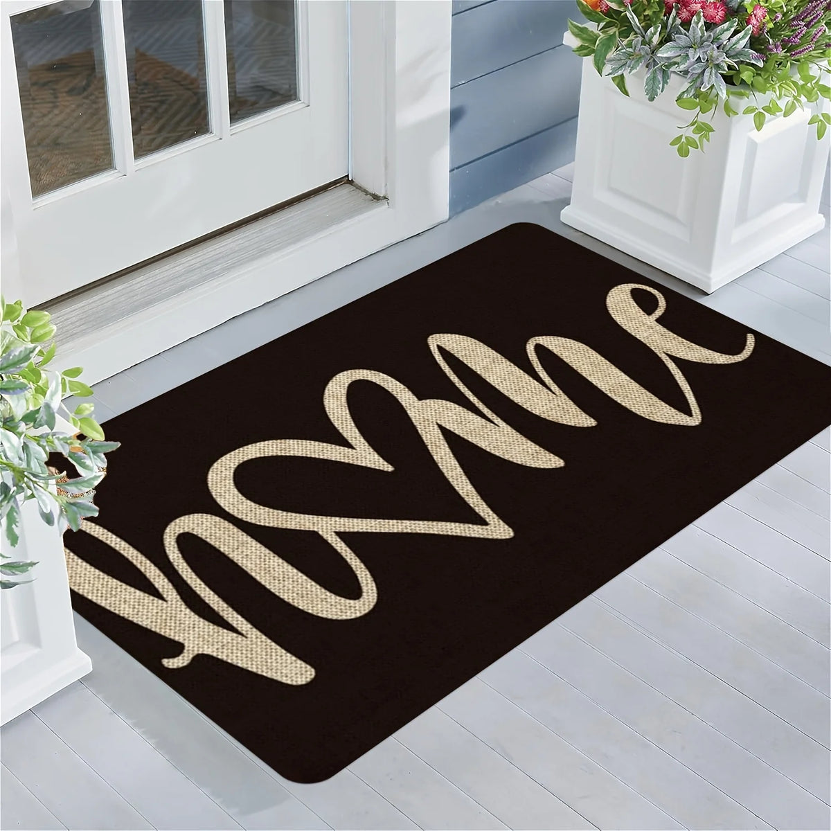 tapis d'entrée moderne noir beige lettre cœur tapis antidérapant salon chambre bain polyester