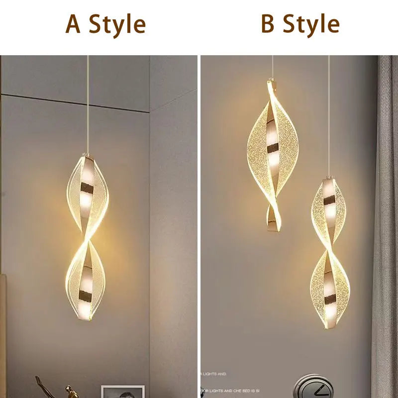 lumière suspendue moderne transparente ligne verticale métallique doré chambre salon