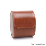 boîte rangement montres cuir velours marron clips métalliques places classique