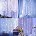 rideau lumineux led blanc jaune doré moderne télécommande câble usb noël festive