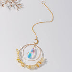 suncatcher ornement boho chic semi précieuses cristal violet blanc doré pendaison