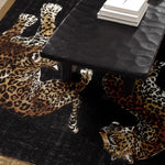 tapis léopard noir moderne tapisserie salon chambre pile désossée polyester PVC