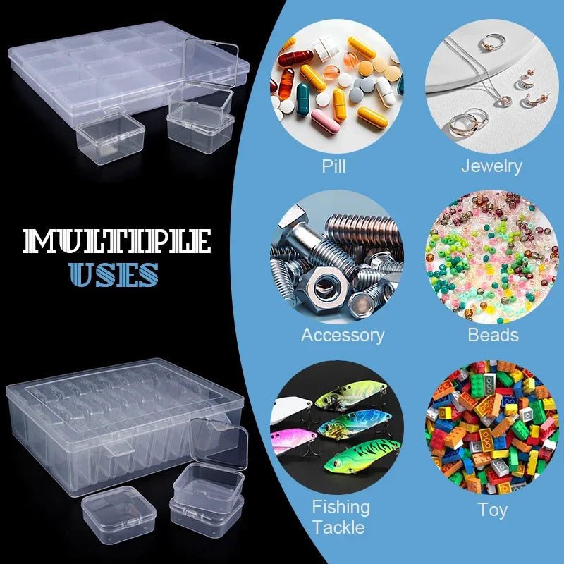 boîtes rangement transparentes modernes bijoux 30 miniatures incluses grande boîte pratique portative