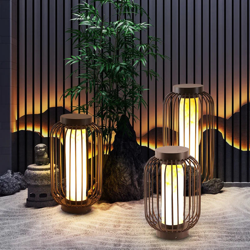 lanterne extérieure marron foncé minimaliste ip55 led alliage abs moderne éclairage paysagerextérieur figure solide