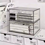 boîtes rangement acrylique transparentes empilables stationnerie cosmétiques maquillage moderne minimaliste respectueux environnement