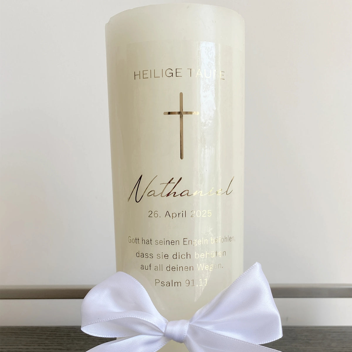 bougies blanc textes imprimés croix dorée classique autocollant sans cadre unique decoration 13cm 8cm