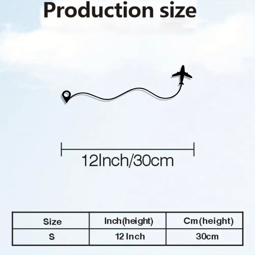 sculpture murale minimaliste avion noir fond métal 30cm erotique trajet ondulé