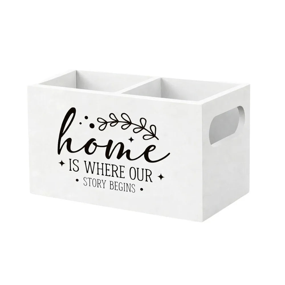 boîte rangement bois minimaliste noir blanc imprimé sweet poignées télécommandes régulateurs