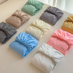 housse lit coton élastique uni moderne blanc bleu marine beige rose