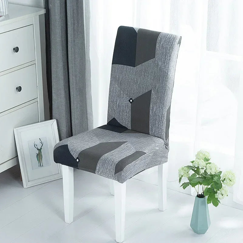 housse chaise moderne stretch imprimé floral rayures geometriques gris noir bleu beige marronwasher removable