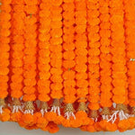 guirlande fleurs artificielles marigold d'Inde orange jaune rouge festives décoration pompons clochettes festive indienne