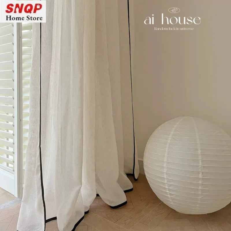 rideau blanc moderne semi transparent polyester maison 120cm 160cm 200cm 240cm 320cm 390cm