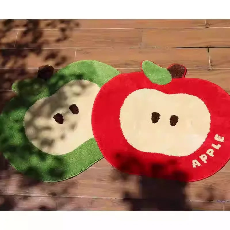 tapis vert pomme motif pommes décoratif cartoon antidérapant imperméable intérieur extérieur 118x140cm 58x70cm 78x90cm