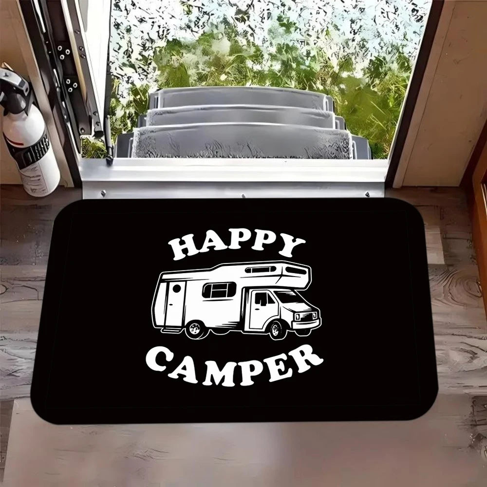 tapis sol antidérapant moderne happy camper camping car floral bienvenue salon chambre