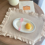 nappes ruchères polyester coton blanc rose rouge jaune bleu rustique bohème champêtre set table