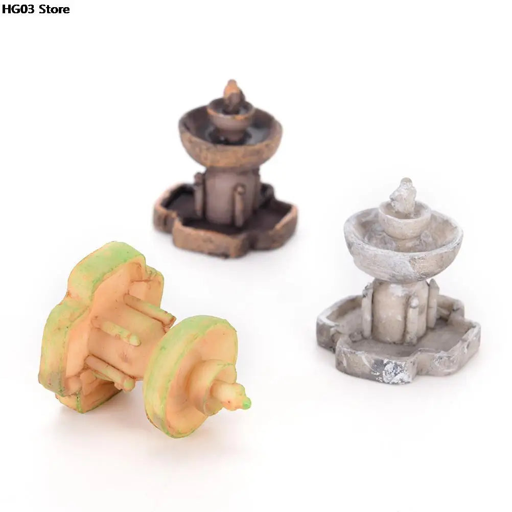 fontaine miniature résine marron gris texture vieillie artisanal paysagiste décoration maison bricolage rustic