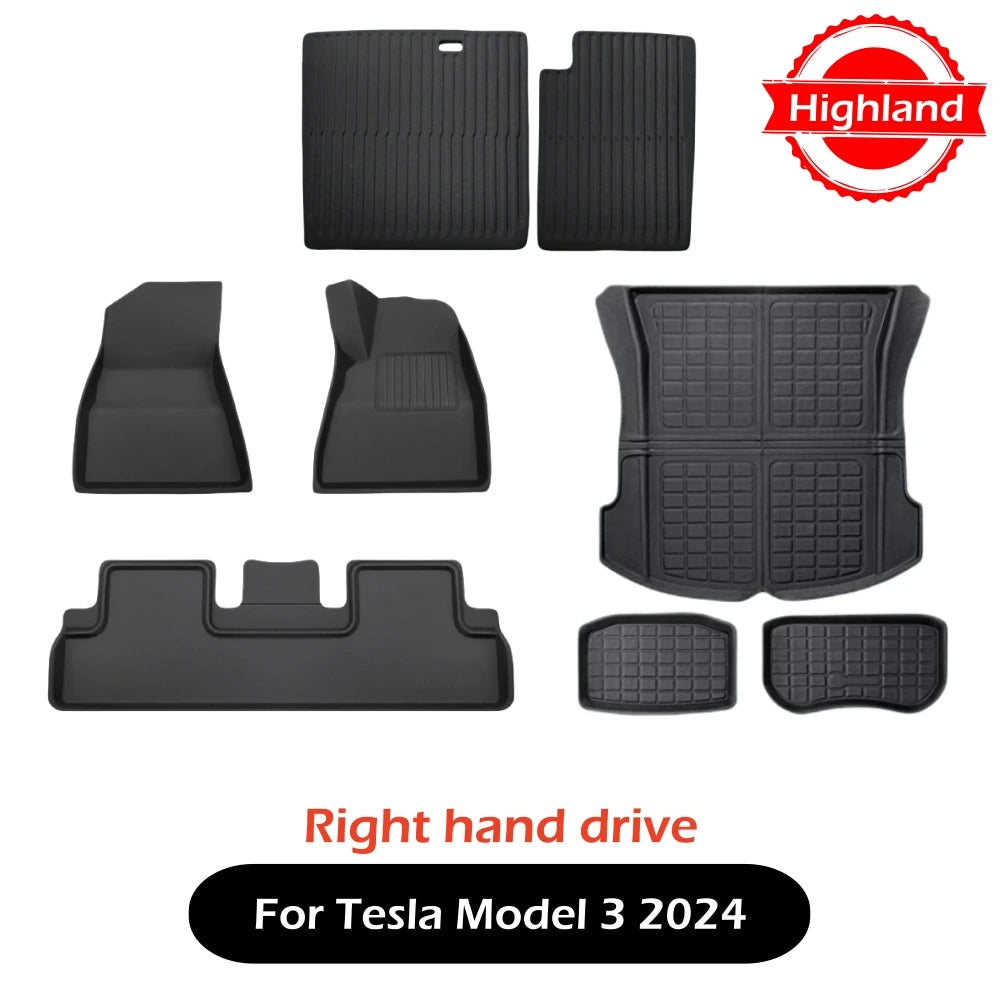 tapis sol 3d luxueux noir moderne tesla 2017 2024 tissé étanche