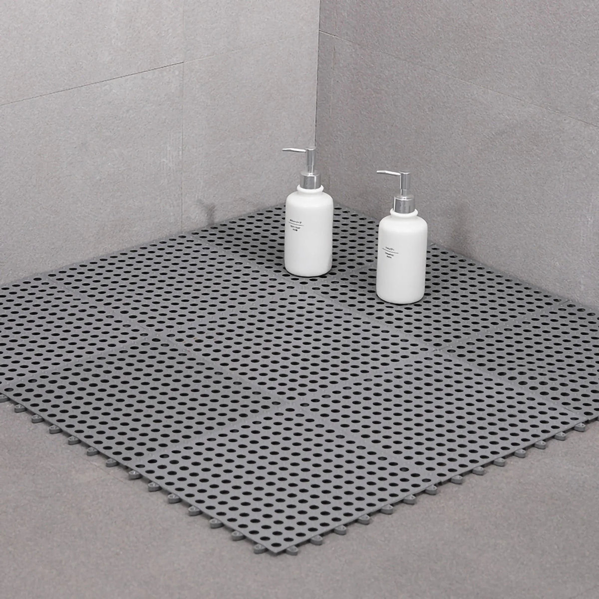 tapis salle bain blanc bleu turquoise vert gris jaune rose moderne minimaliste petits trous