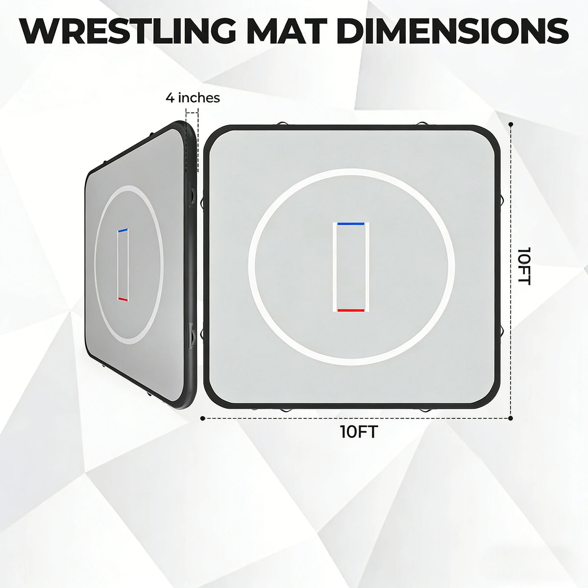 tapis lutte gonflable pvc gris moderne jiu jitsu bjj tatami sportif portable rondes blanches