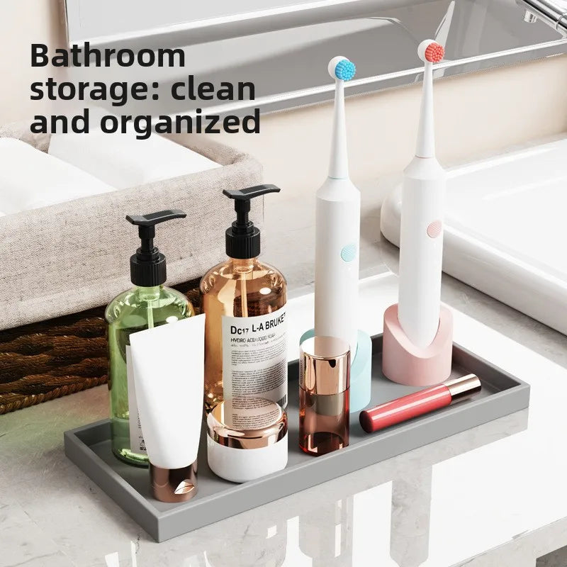 boîte rangement silicone gris moderne organisateur salle bain maquillage cosmétiques bijoux clés