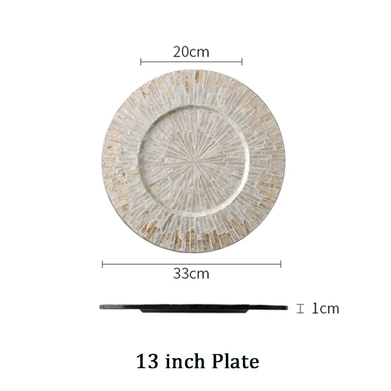 assiette mosaïque pierre bordure dorée moderne élégante décoration table blanche luxe fête mariage