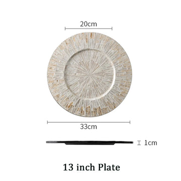 assiette mosaïque pierre bordure dorée moderne élégante décoration table blanche luxe fête mariage