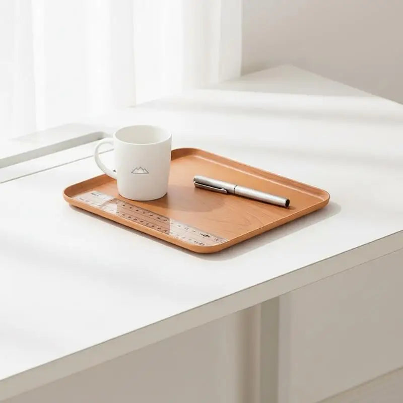 plateau service alimentaire plastique imitation bois empilable dessert fruits thé rangement cuisine