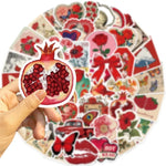 sticker vintage fleurs papillons coeurs blanc rouge enfants décoration scrapbooking fournitures scolaires