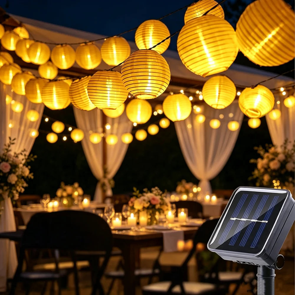 guirlande lumineuse solaire jaune verte bleue rouge blanche ronde translucent moderne exterieur noel mariage