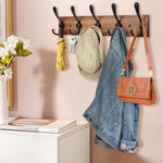 porte sacs vêtements mural bois brun clair noir crochets vis moderne fonctionnel