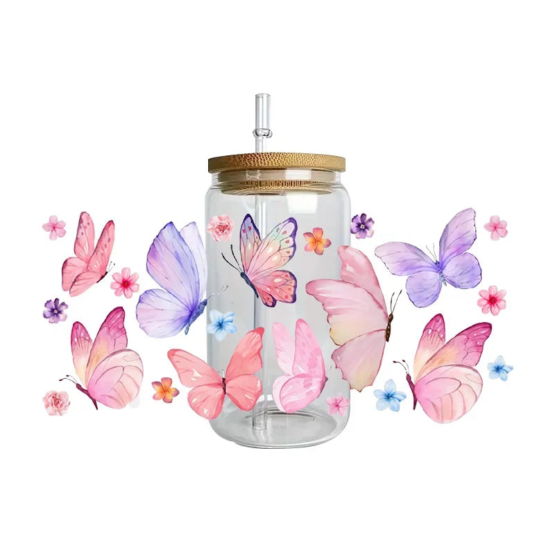 autocollants papillons fleurs tasse imperméable adhésif floral transparent amerique bricolage