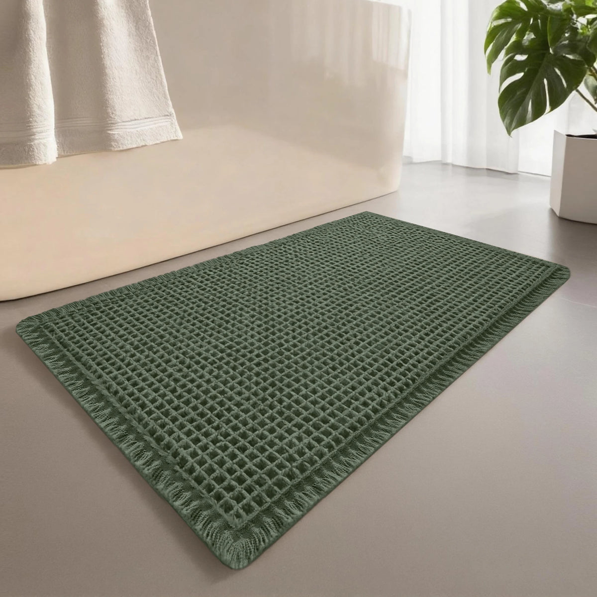 tapis sol coton gris clair maille relief moderne antidérapant absorbant doux salon salle bain
