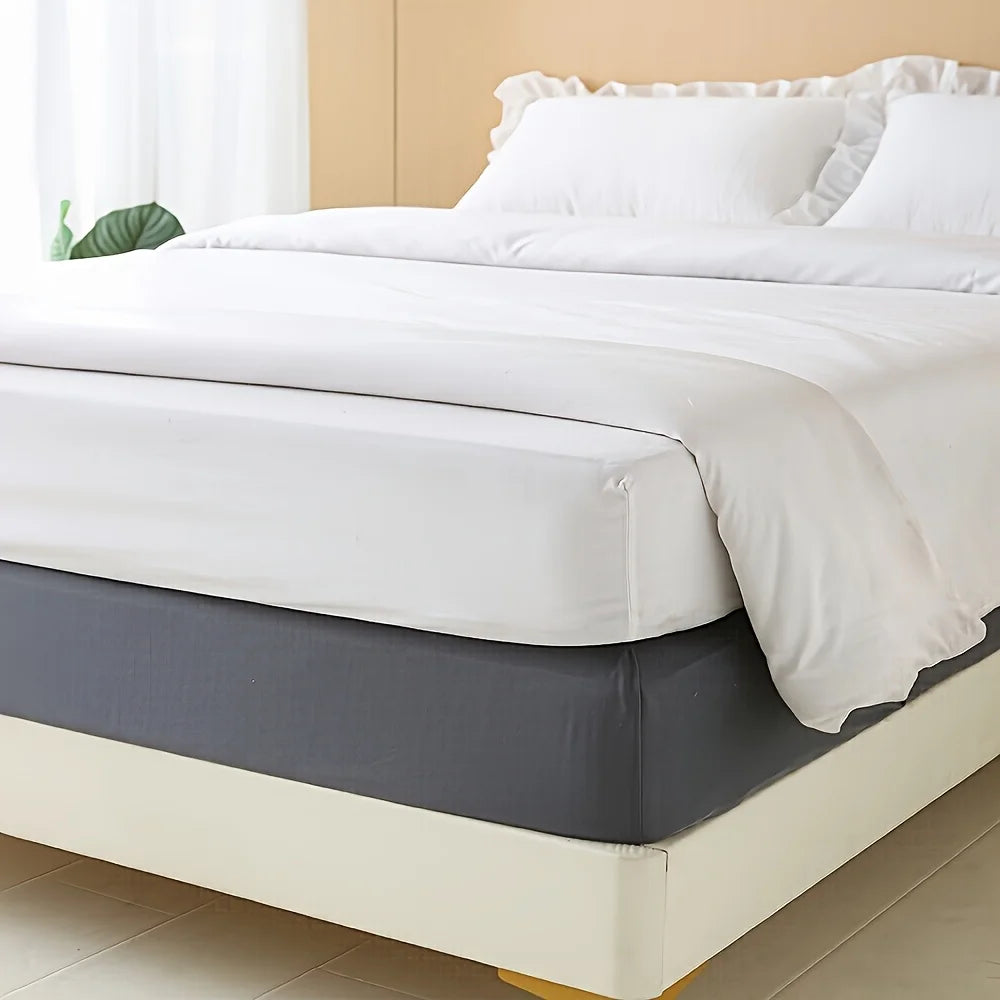 protège matelas gris blanc uni moderne adhésif polyester machine 120x200cm 140x200cm 150x200cm 160x200cm 180x200cm