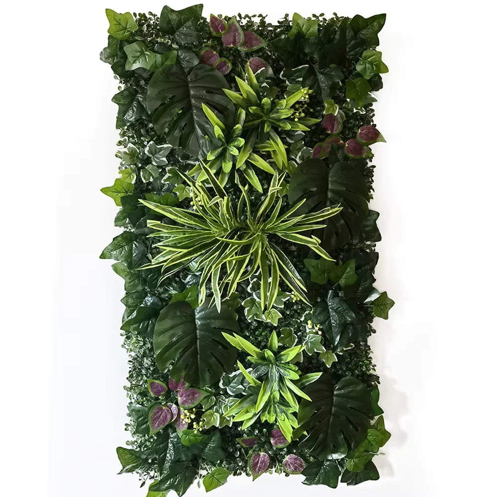 panneau mural artificiel herbe feuilles vert moderne décoration extérieur accroché maison festive