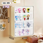 présentoir mural transparent moderne figurines blanc jaune violet anti poussière adhésif organisateur