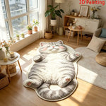 tapis sol doux motif chat gris blanc moelleux antidérapant salle bain chambre salon