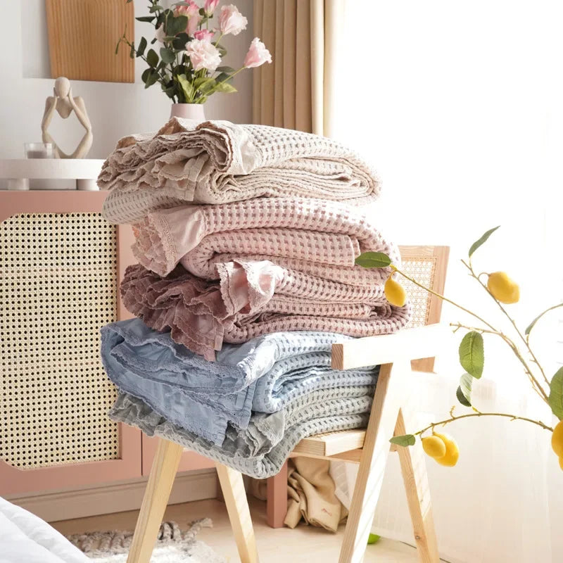 couverture coton rose motif points douce enfant maison printemps automneversible portablewasherhandonly
