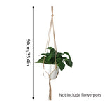 support plante suspendu macramé blanc boho artisanal anneau métallique pot plante