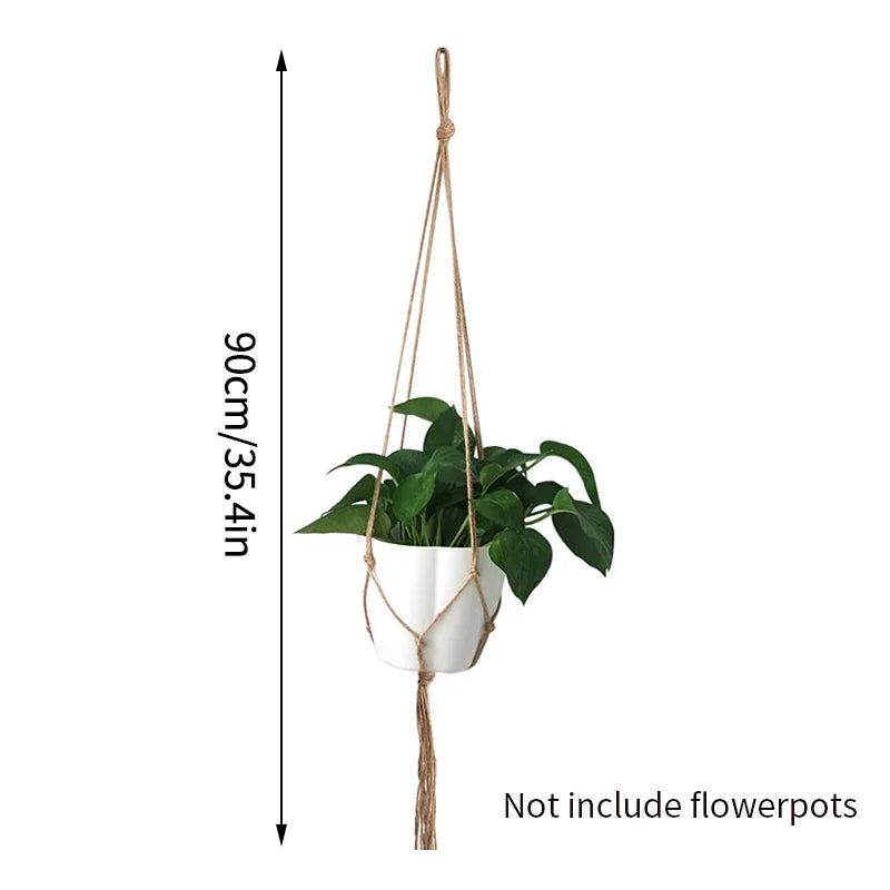 support plante suspendu macramé blanc boho artisanal anneau métallique pot plante