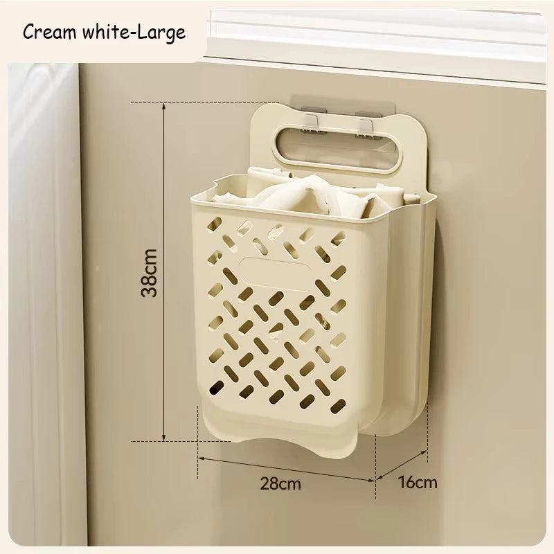 panier linge blanc marron perforé pliable moderne fixé mur multifonctionnel