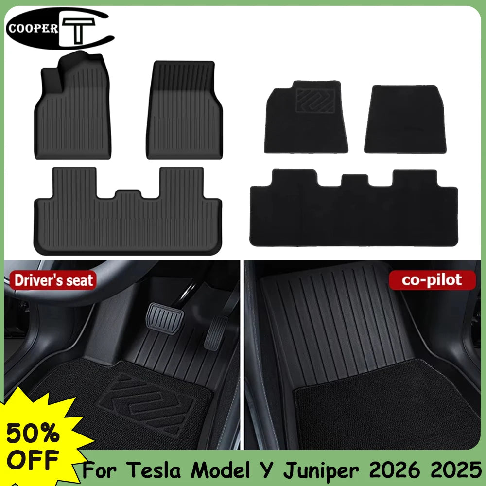 tapis sol noir rayures horizontales moderne tesla model 2025 2026 conducteur copilote arriere