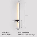 lampe murale moderne 92cm noir blanc vis fixation chambre salon entree