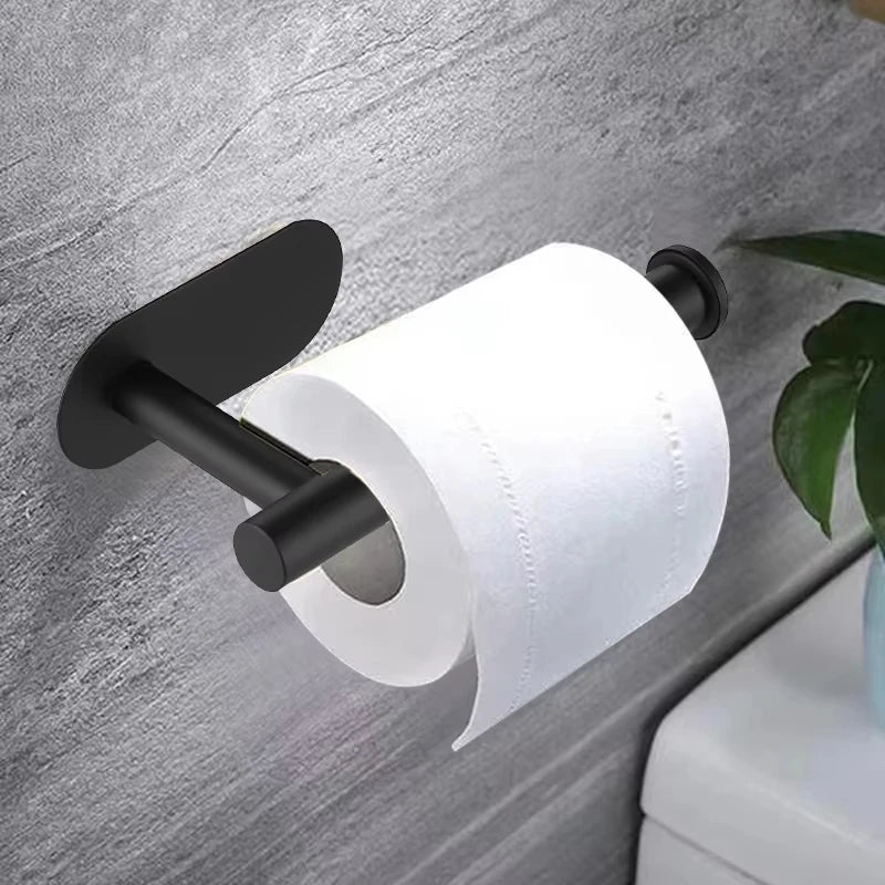 porte serviettes adhésifs acier inoxydable noir argent contemporain minimaliste salle bain toilette