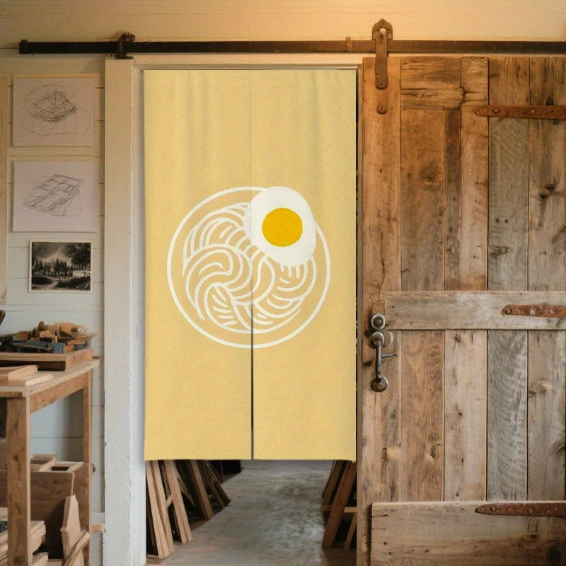 rideau porte moderne minimaliste jaune clair oeuf blanc polyester durable waschbar manageable chambre cuisine
