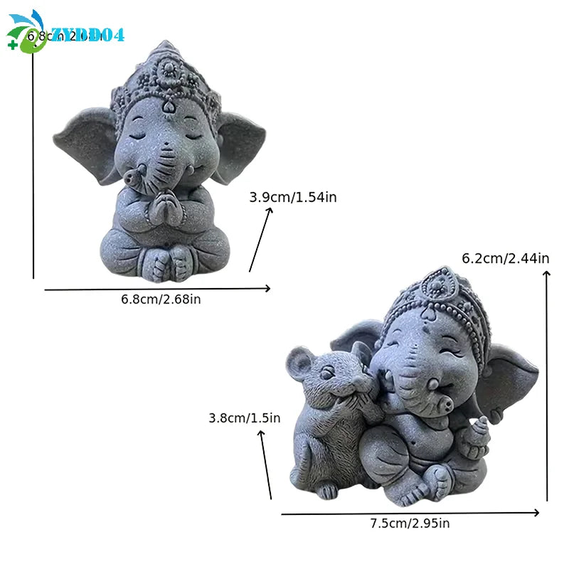 statuette éléphant gris texture granulée artisanale décoration maison petite taille moyenne grande