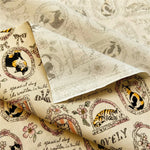 tissu imprimé chats cadres fleurs vintage romantique beige noir orange rose blanc